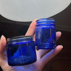 Bundle of two cobalt blue antique vintage bottles
